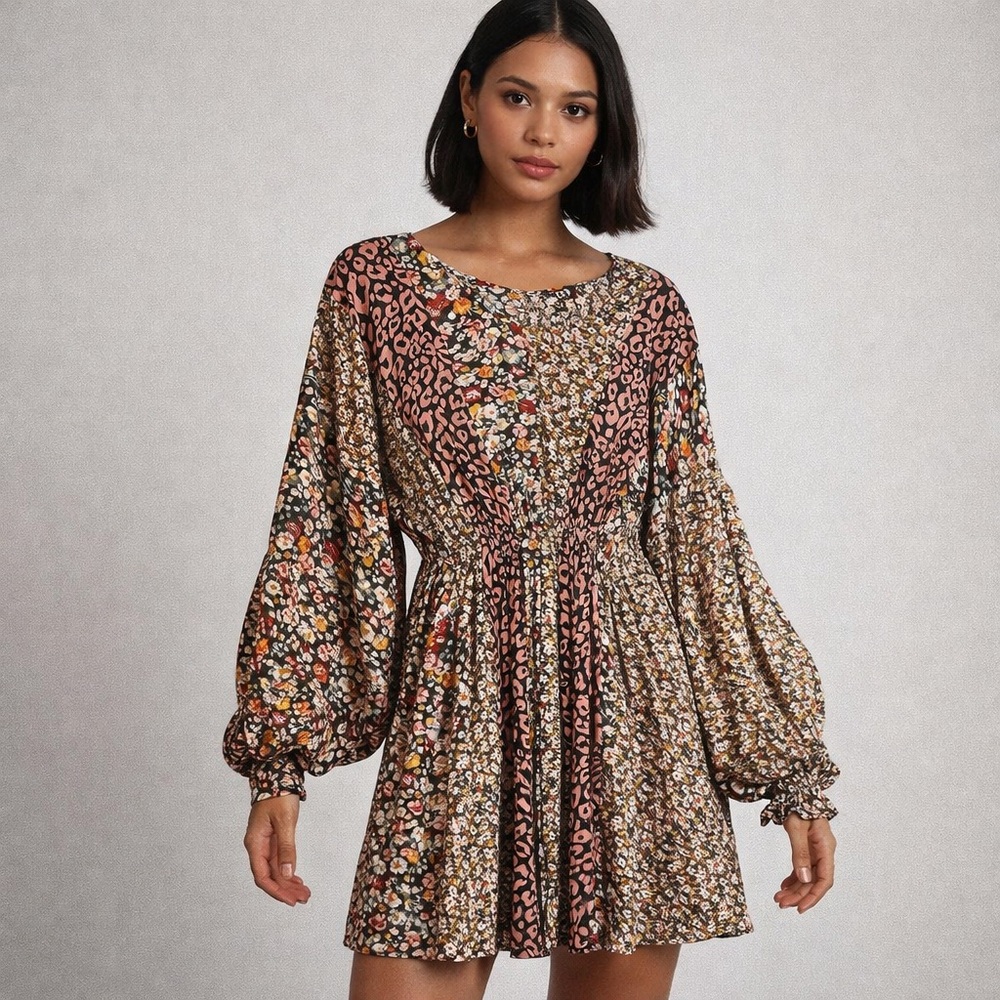 NWT- Chic GiGio Mixed Print Boho Dress — Size Small